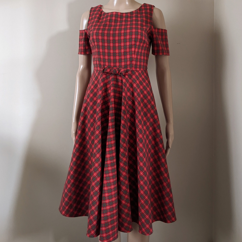 Retro plaid dress, women's xs